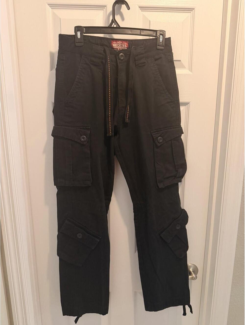 Matchstick Women's Straight Leg Cargo Pants Utility, Size 27, Washed Black